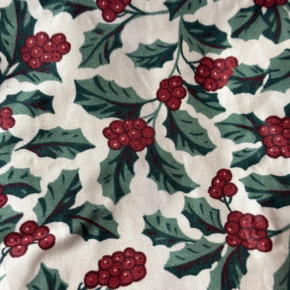 Longaberger Basket Liner Small Purse Traditional Holly Cream Red Green 208427